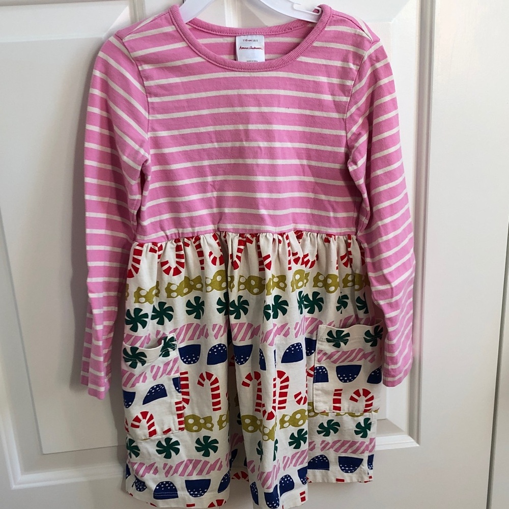 Hanna Andersen Pink Striped Dress with Festive Pattern